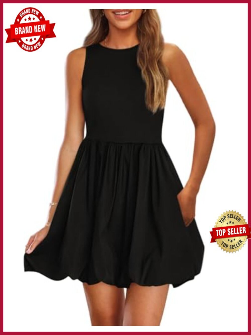 Sleeveless Bubble Mini Dress with A-Line Fit